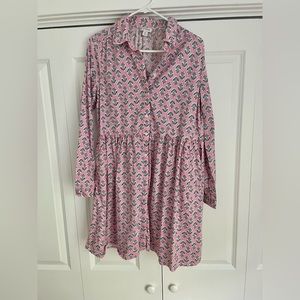 J. Crew Factory pink block print shirt dress size 10